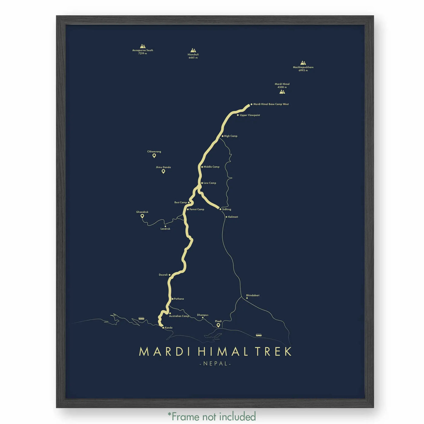 Trail Poster of Mardi Himal Trail - Blue