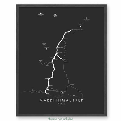 Trail Poster of Mardi Himal Trail - Grey