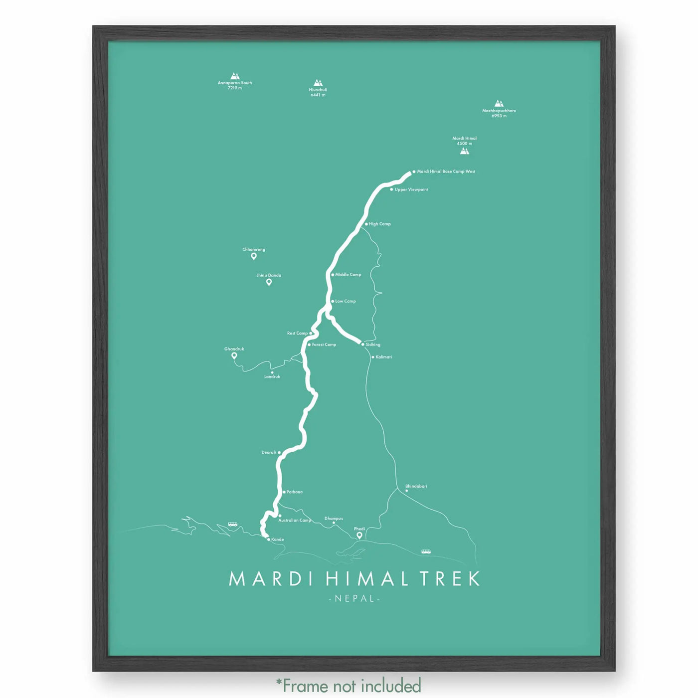Trail Poster of Mardi Himal Trail - Teal