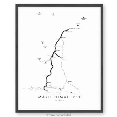Trail Poster of Mardi Himal Trail - White
