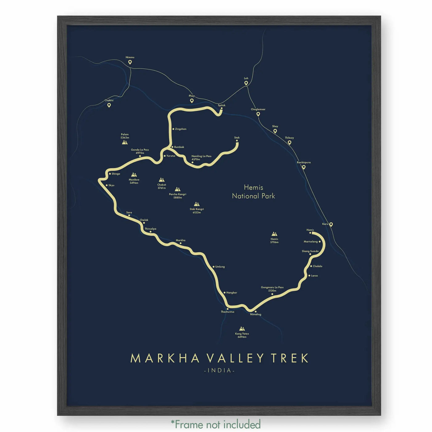 Trail Poster of Markha Valley Trek - Blue