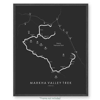 Trail Poster of Markha Valley Trek - Grey