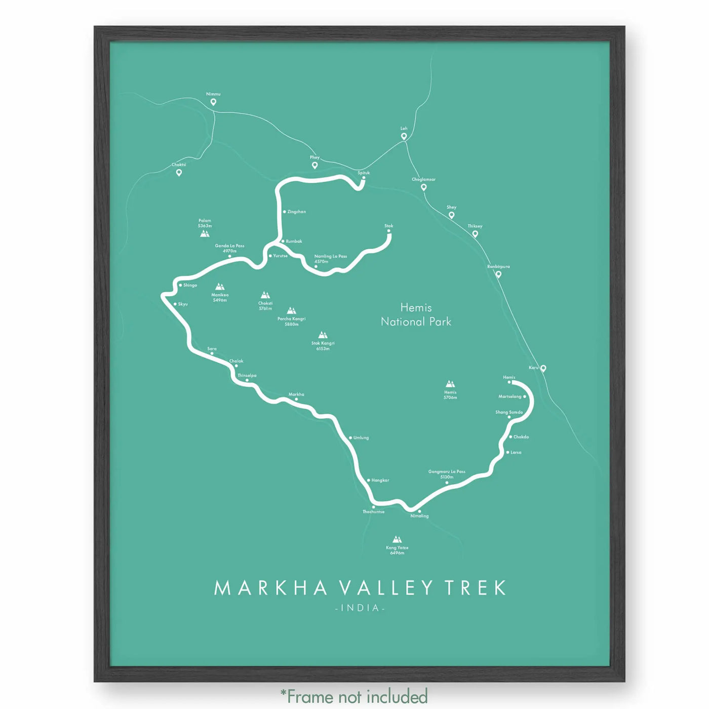 Trail Poster of Markha Valley Trek - Teal