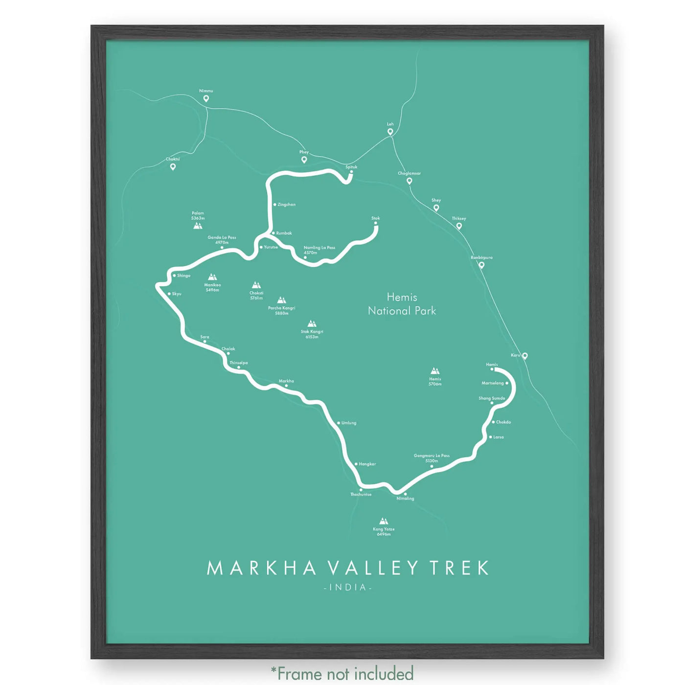 Trail Poster of Markha Valley Trek - Teal