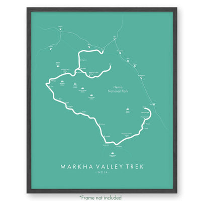 Trail Poster of Markha Valley Trek - Teal