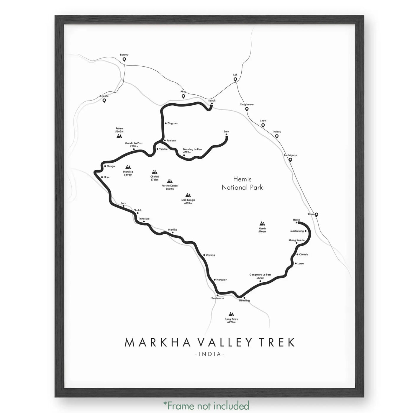 Trail Poster of Markha Valley Trek - White