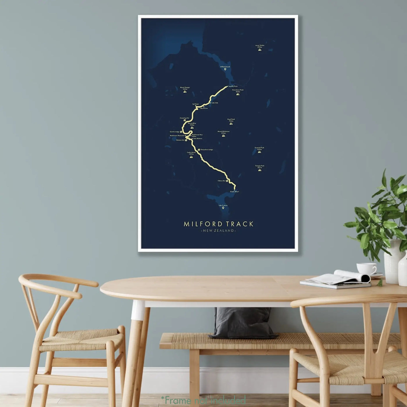 Trail Poster of Milford Track - Blue Mockup