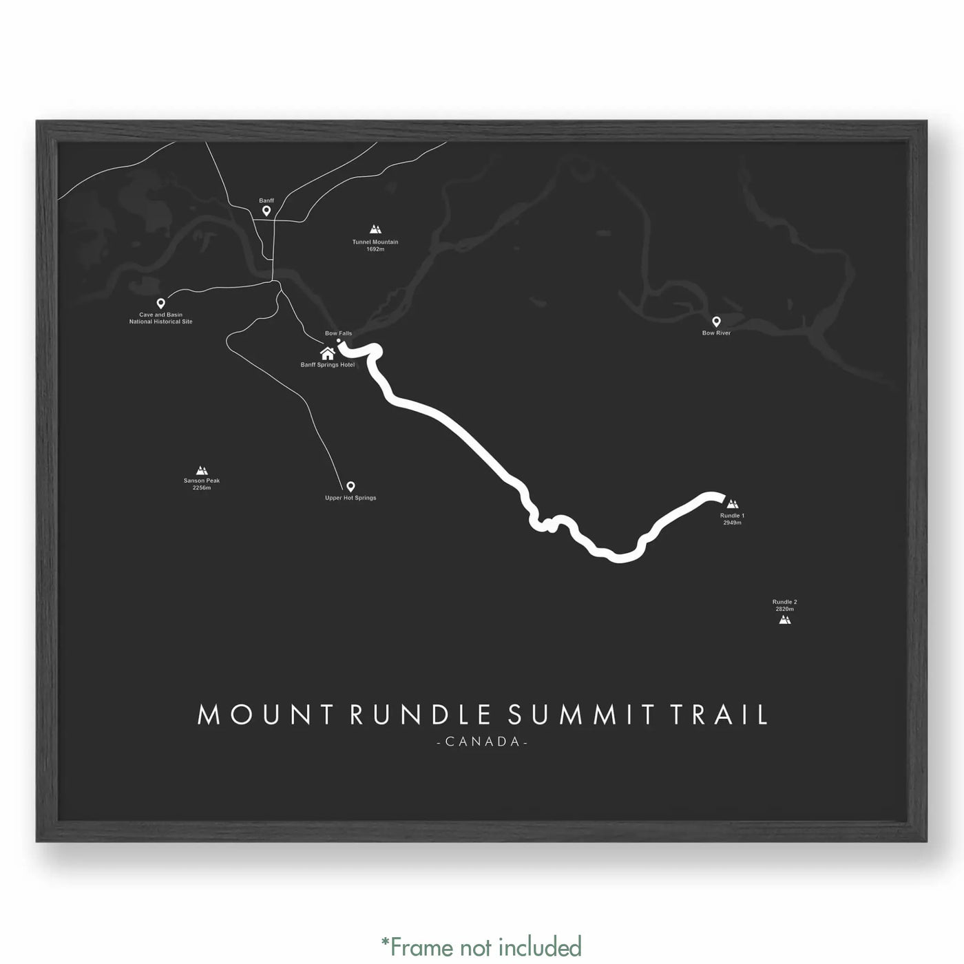 Trail Poster of Mount Rundle Summit Trail - Grey