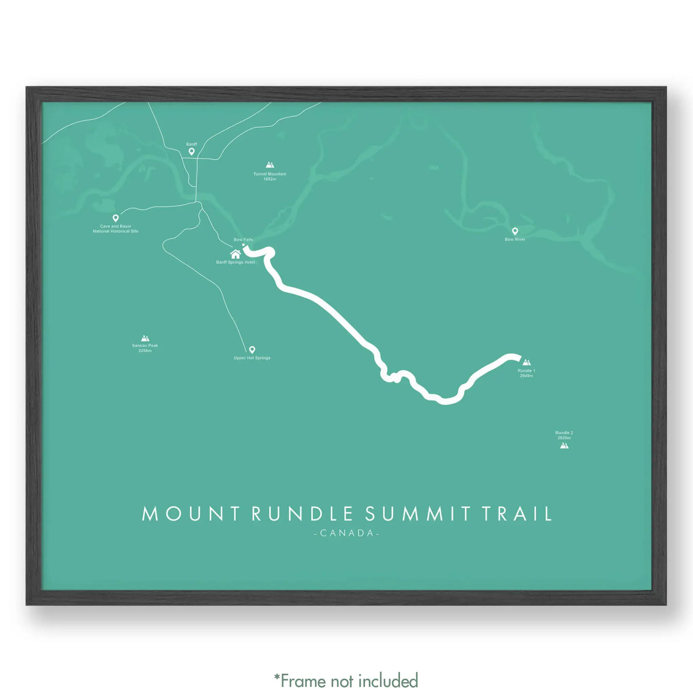 Trail Poster of Mount Rundle Summit Trail - Teal