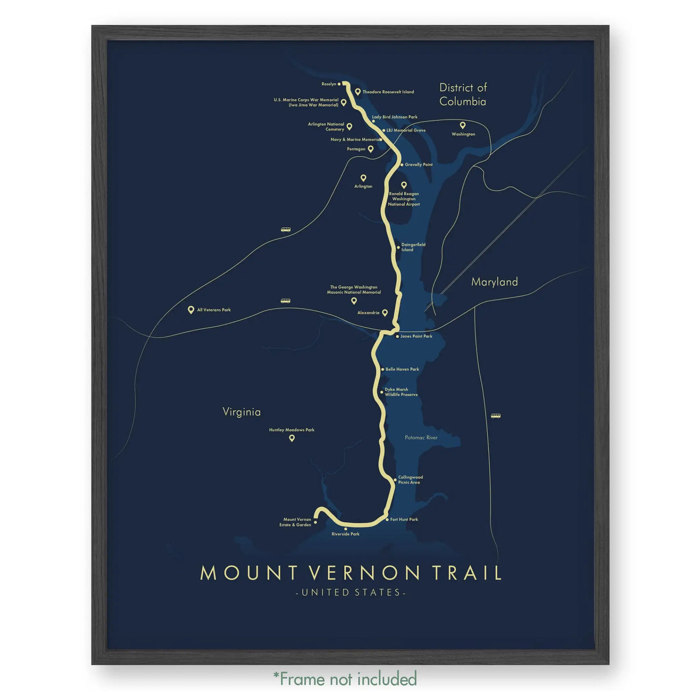 Trail Poster of Mount Vernon Trail - Blue