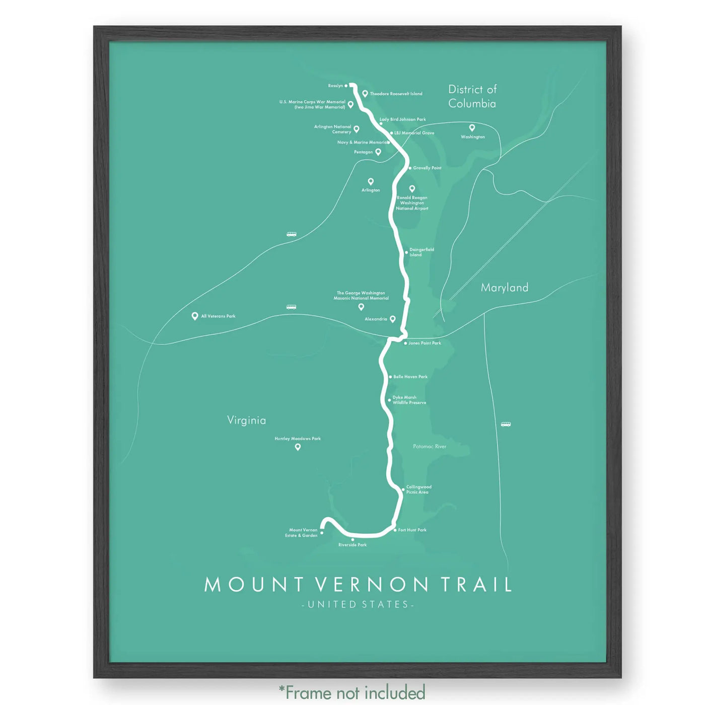 Trail Poster of Mount Vernon Trail - Teal