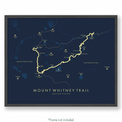 Trail Poster of Mount Whitney Trail - Blue