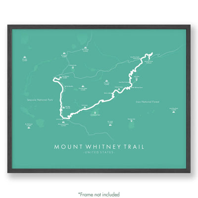 Trail Poster of Mount Whitney Trail - Teal