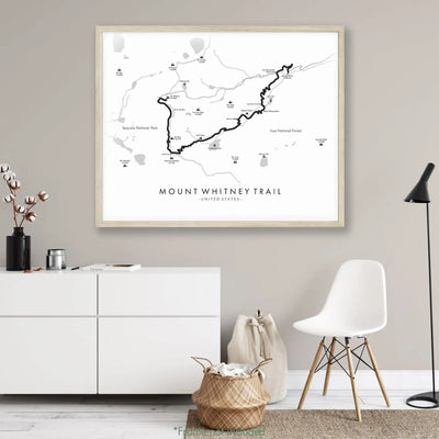 Trail Poster of Mount Whitney Trail - White Mockup
