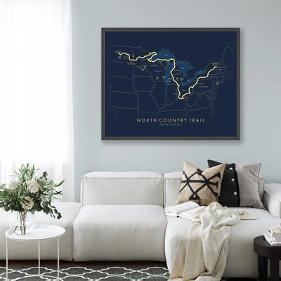 Trail Poster of North Country National Scenic Trail - Blue Mockup