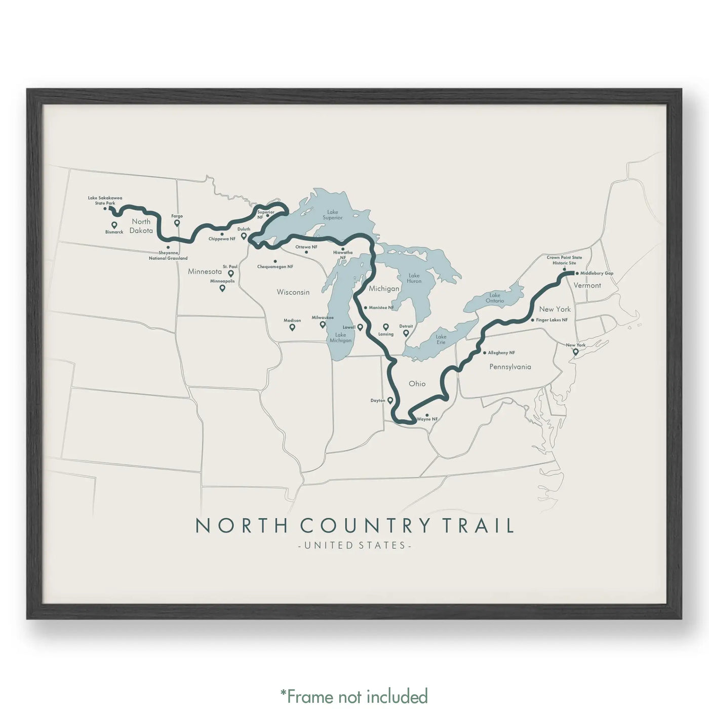 Trail Poster of North Country National Scenic Trail - Beige