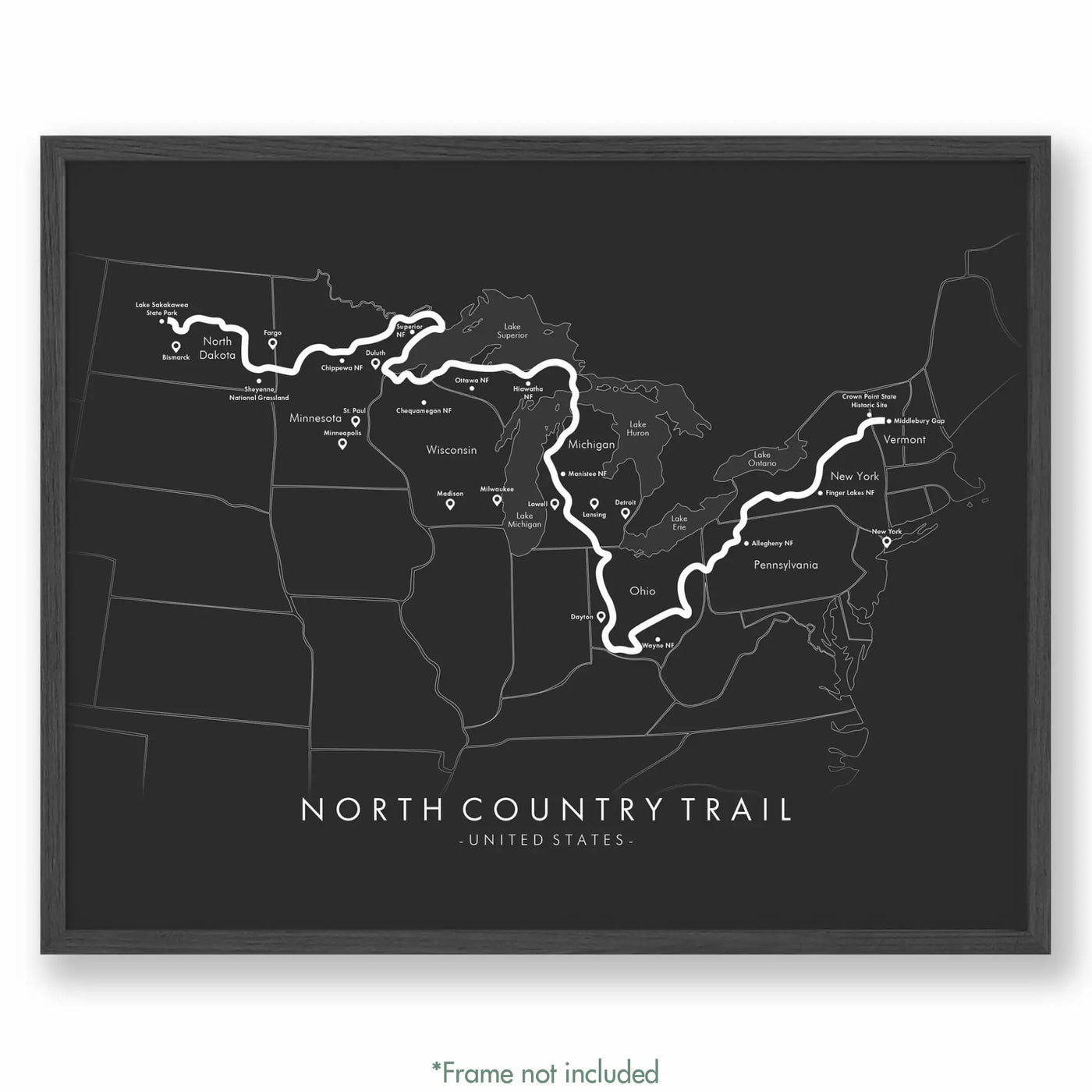 Trail Poster of North Country National Scenic Trail - Grey