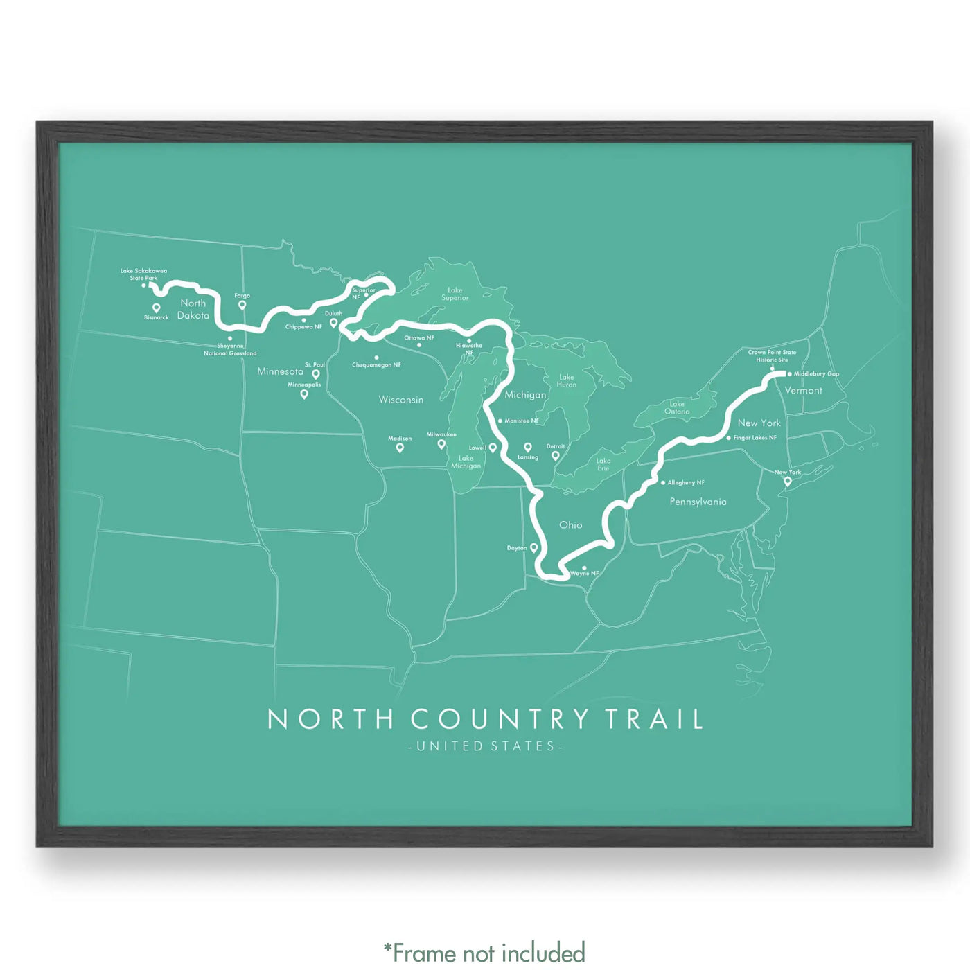 Trail Poster of North Country National Scenic Trail - Teal