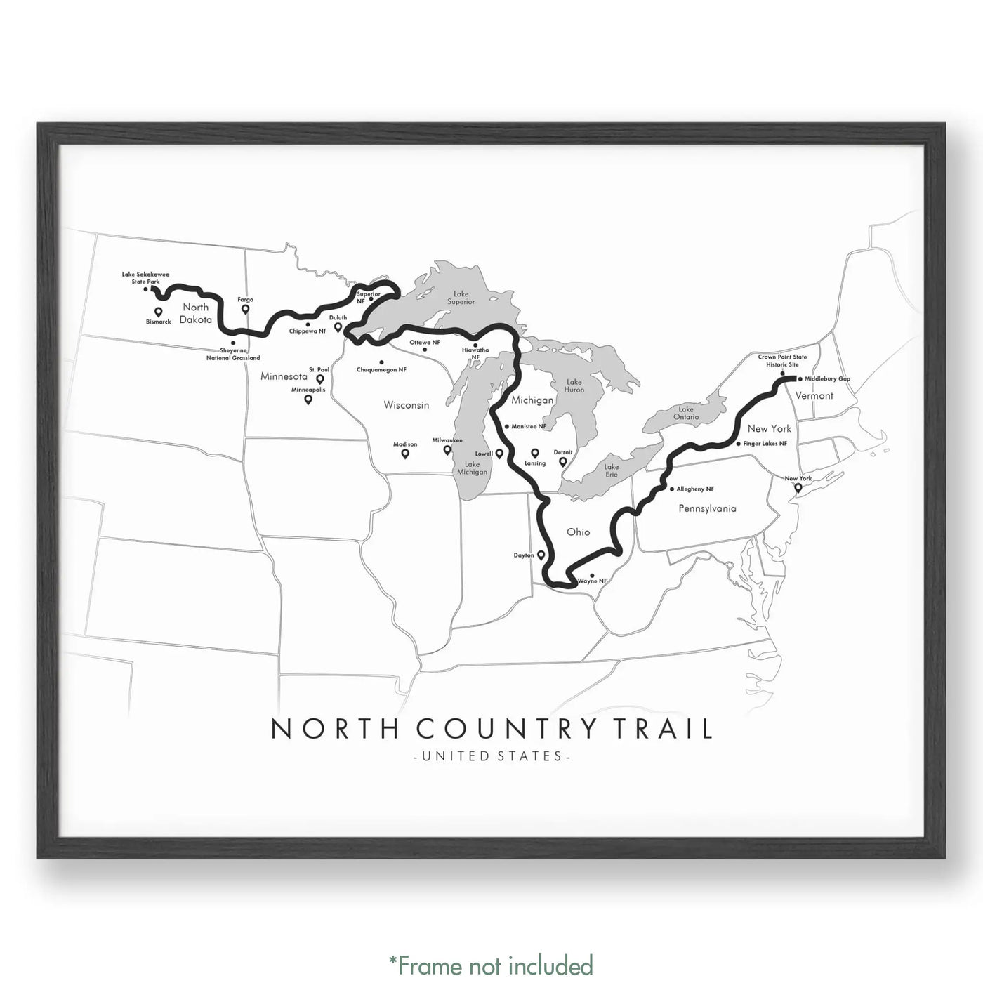 Trail Poster of North Country National Scenic Trail - White