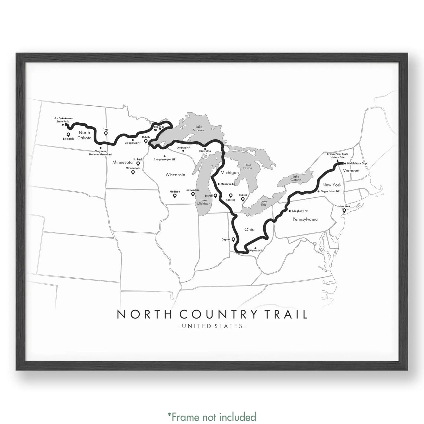 Trail Poster of North Country National Scenic Trail - White