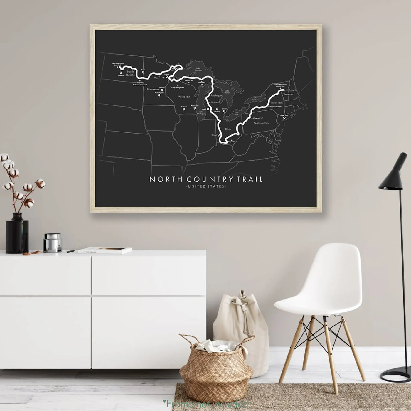 Trail Poster of North Country National Scenic Trail - Grey Mockup