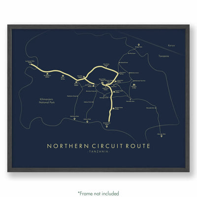 Trail Poster of Northern Circuit - Kilimanjaro - Blue