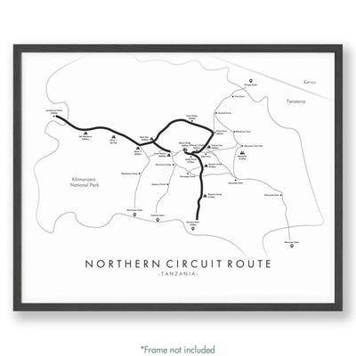 Trail Poster of Northern Circuit - Kilimanjaro - White