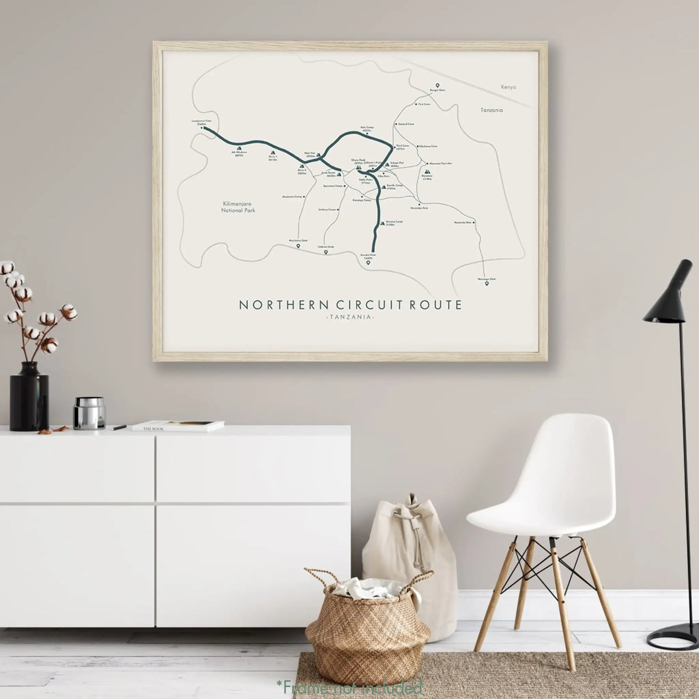 Trail Poster of Northern Circuit - Kilimanjaro - Beige Mockup