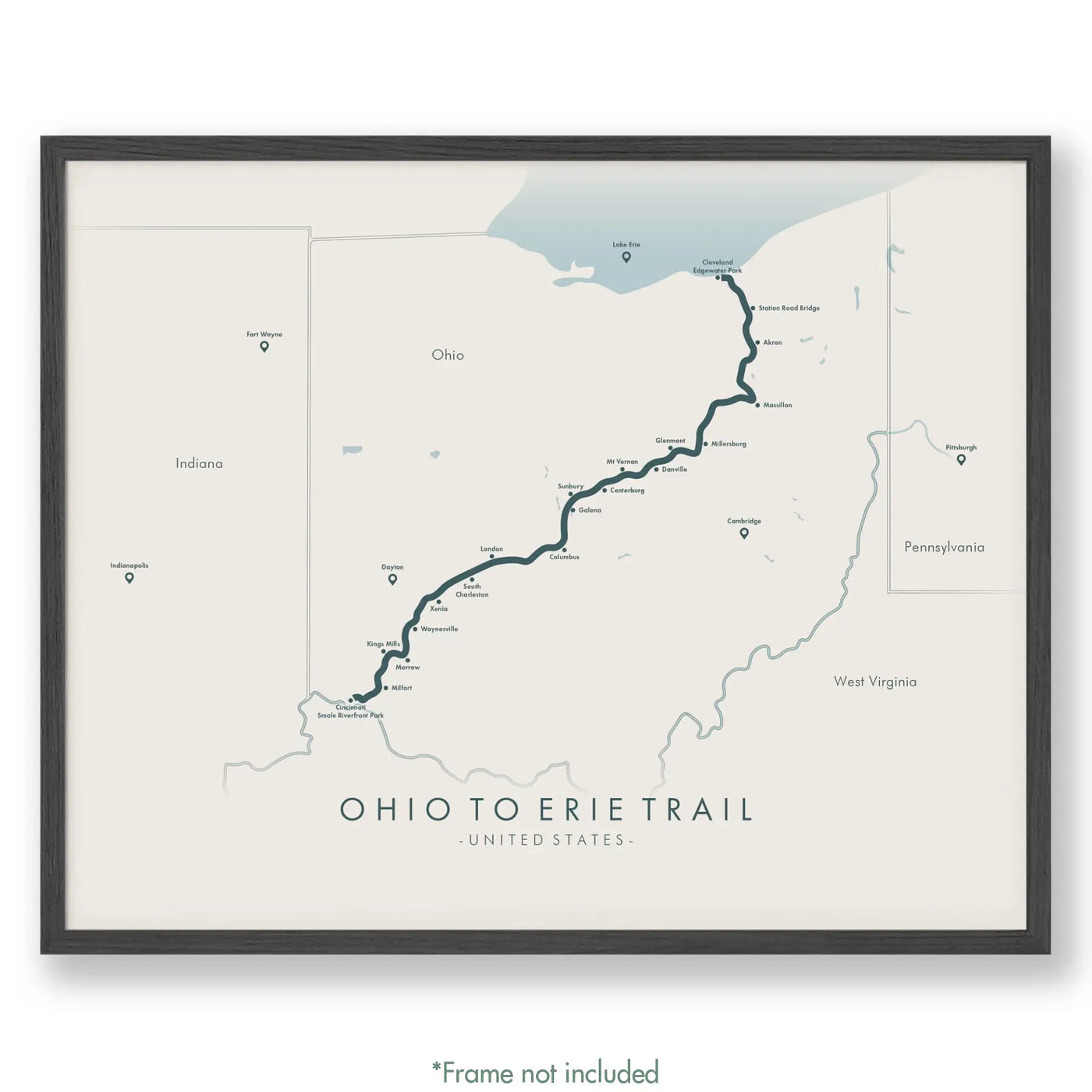 Trail Poster of Ohio to Erie Trail - Beige