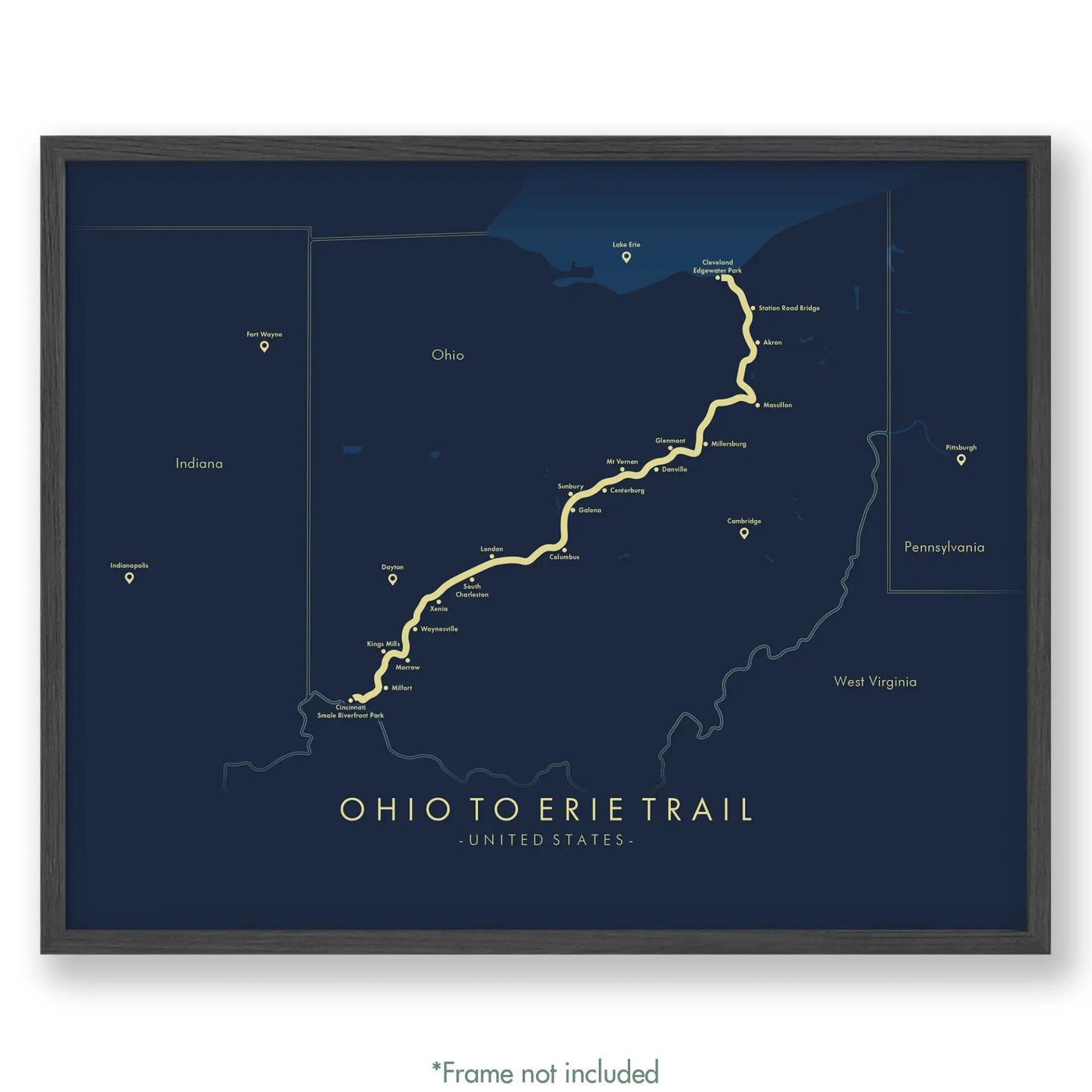 Trail Poster of Ohio to Erie Trail - Blue