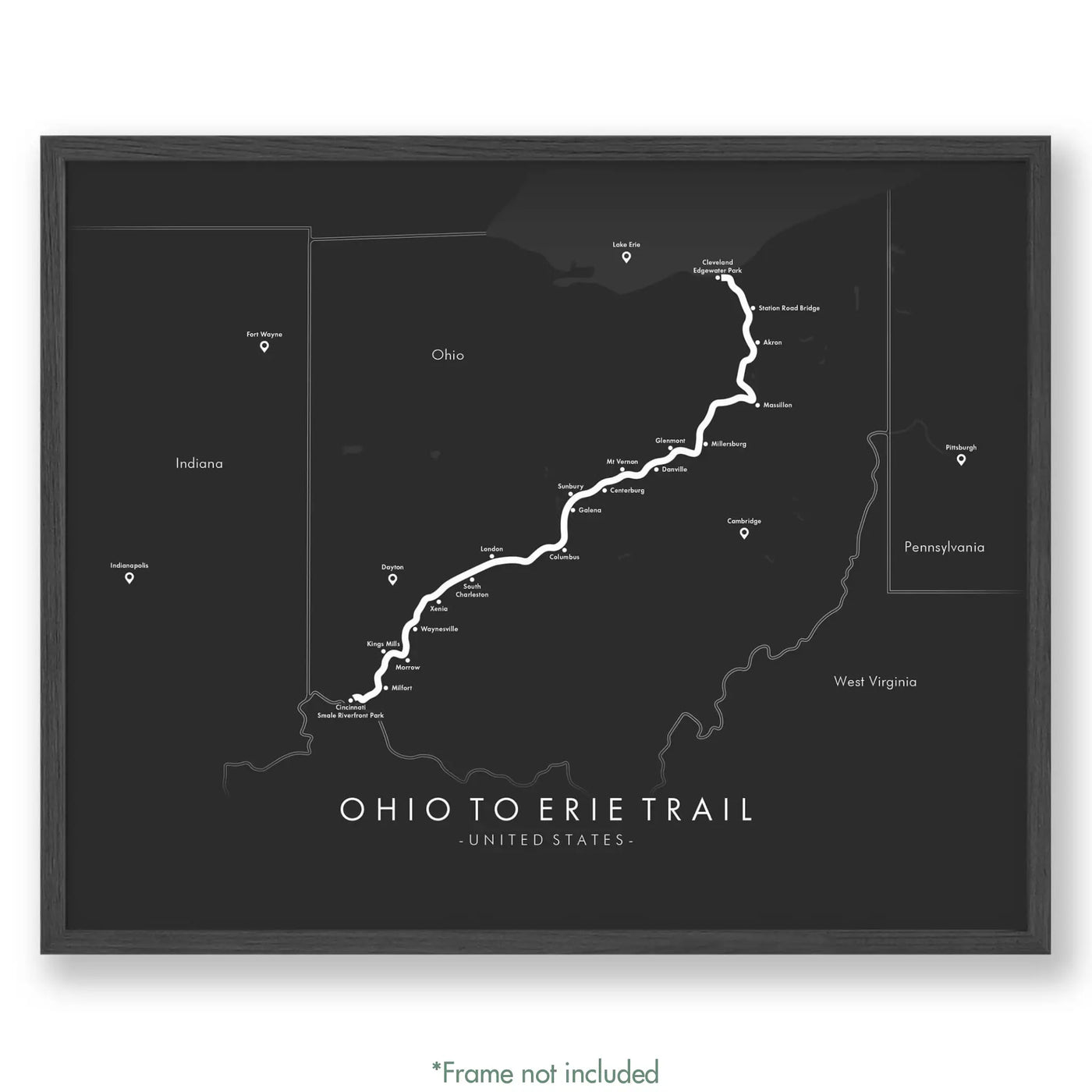 Trail Poster of Ohio to Erie Trail - Grey