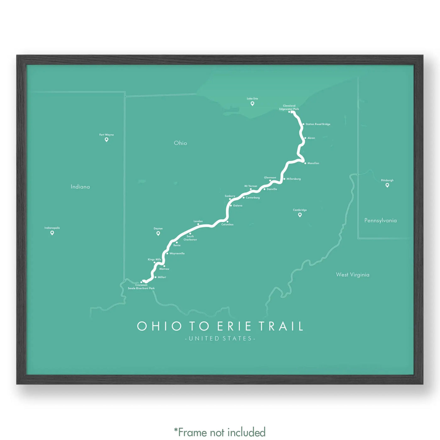 Trail Poster of Ohio to Erie Trail - Teal