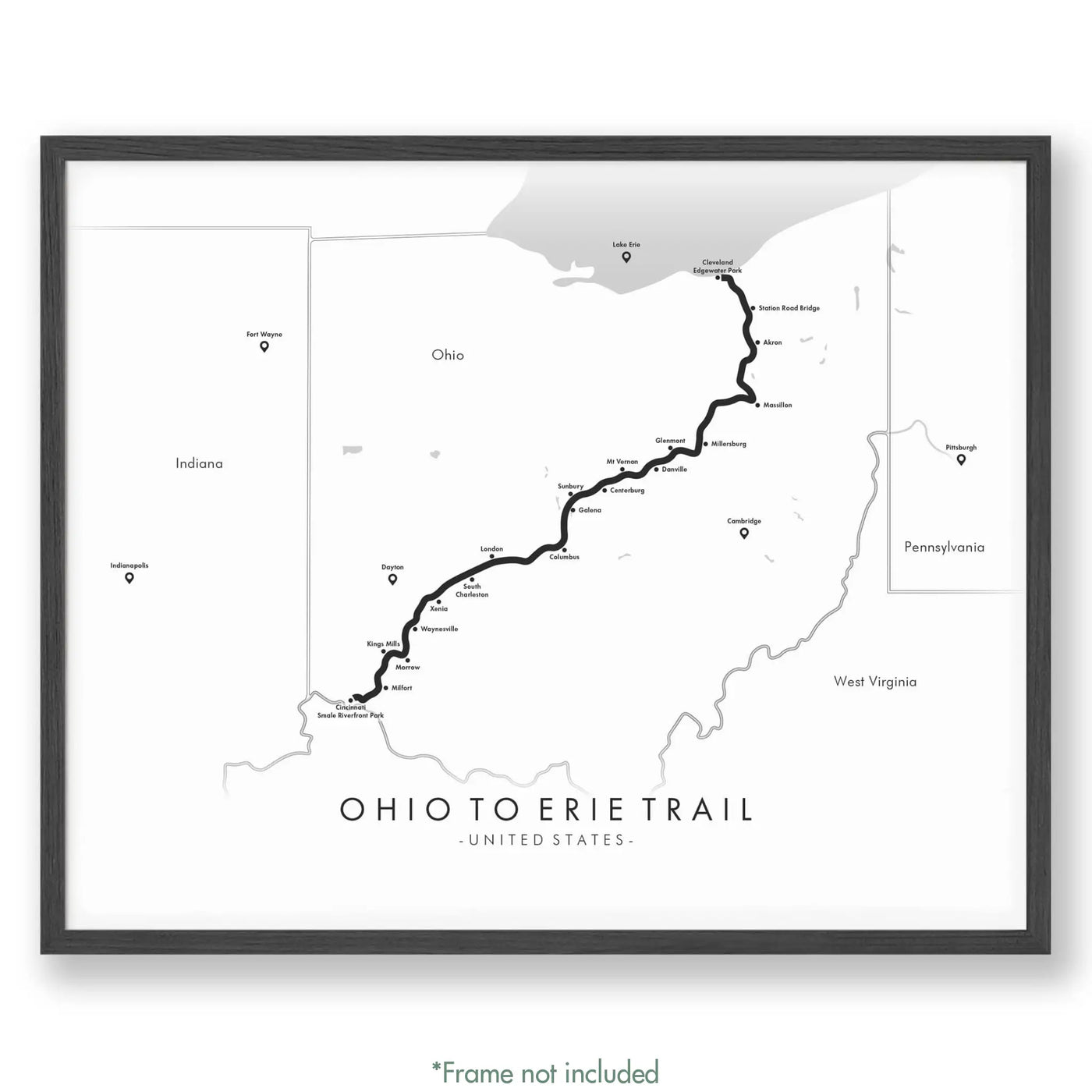 Trail Poster of Ohio to Erie Trail - White