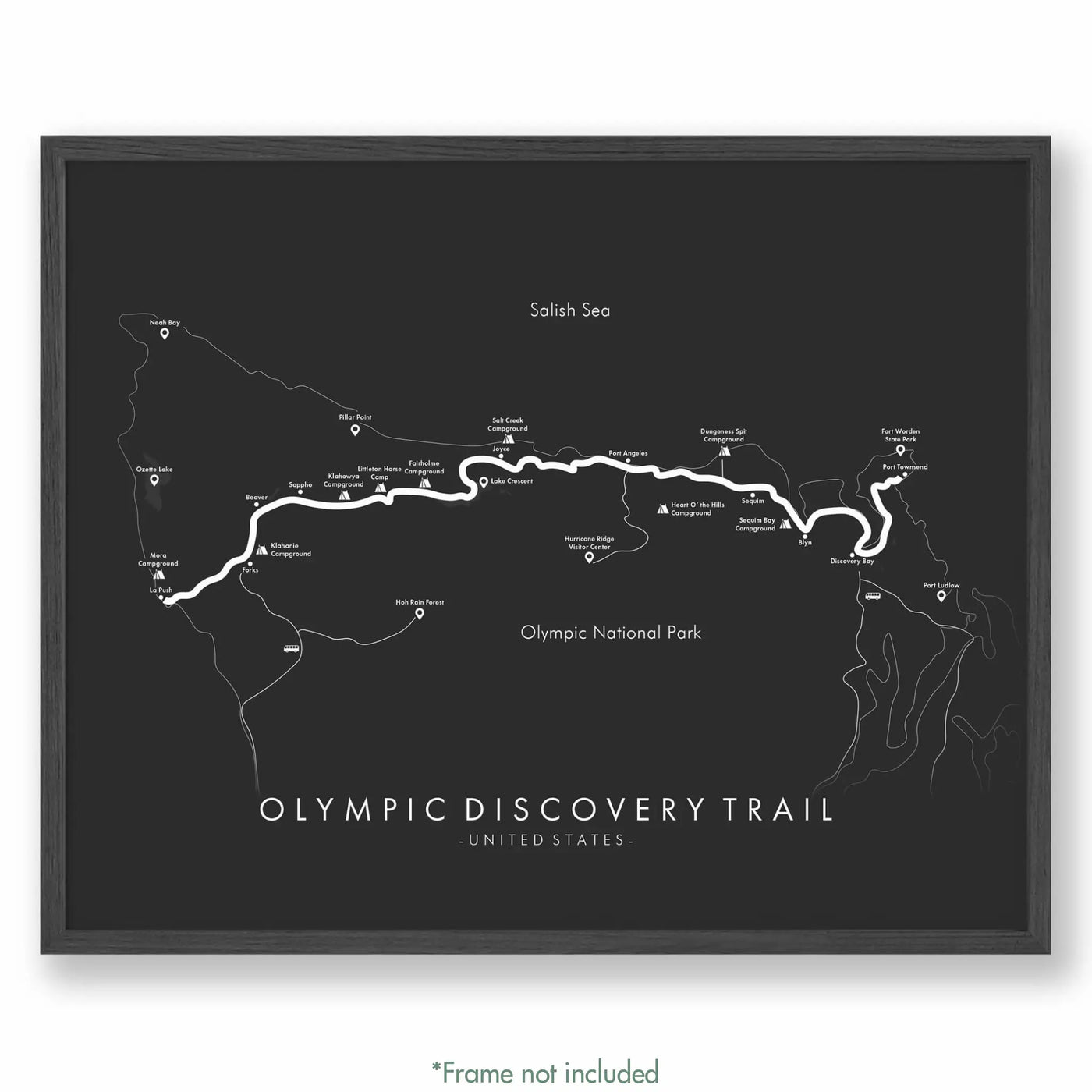 Trail Poster of Olympic Discovery Trail - Grey