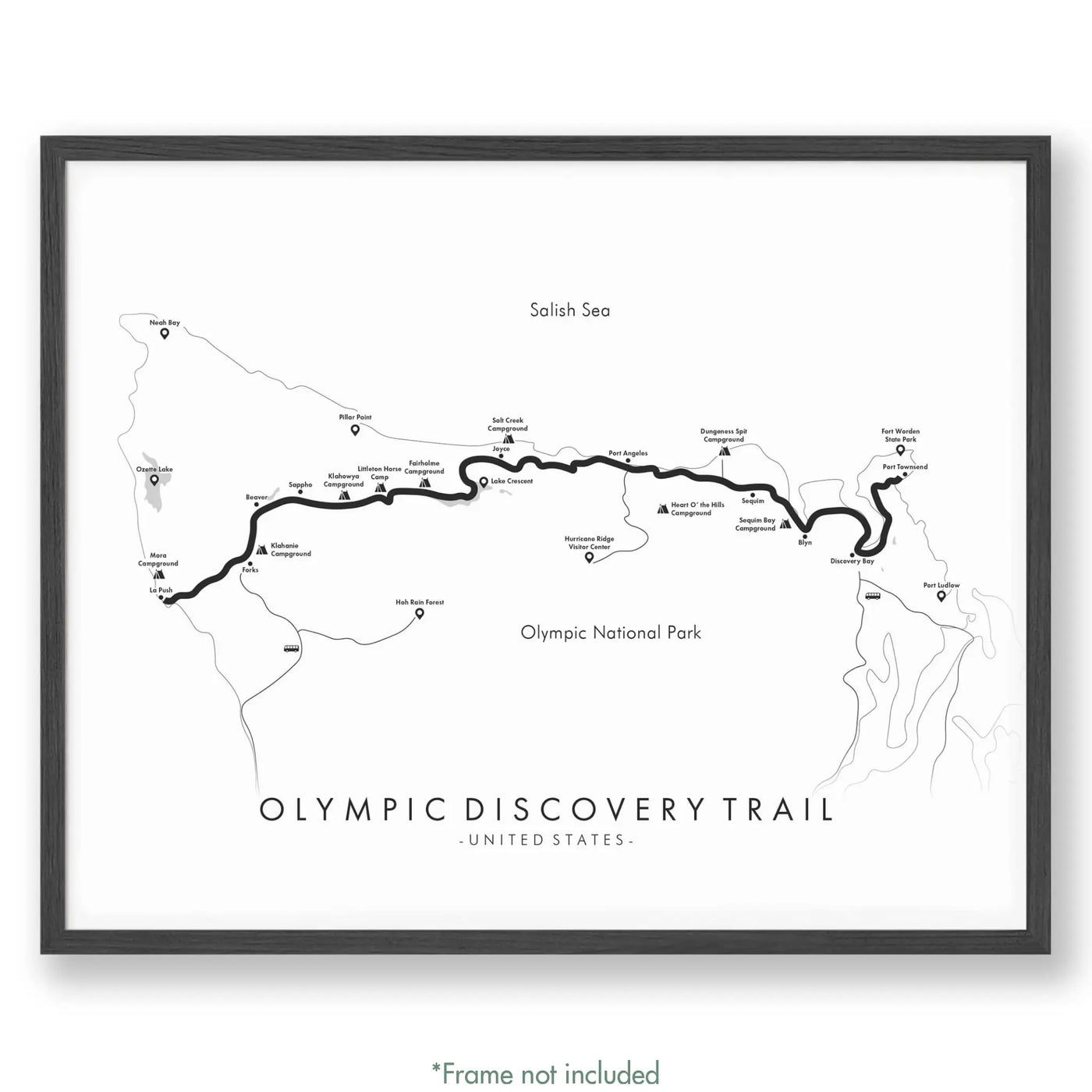 Trail Poster of Olympic Discovery Trail - White