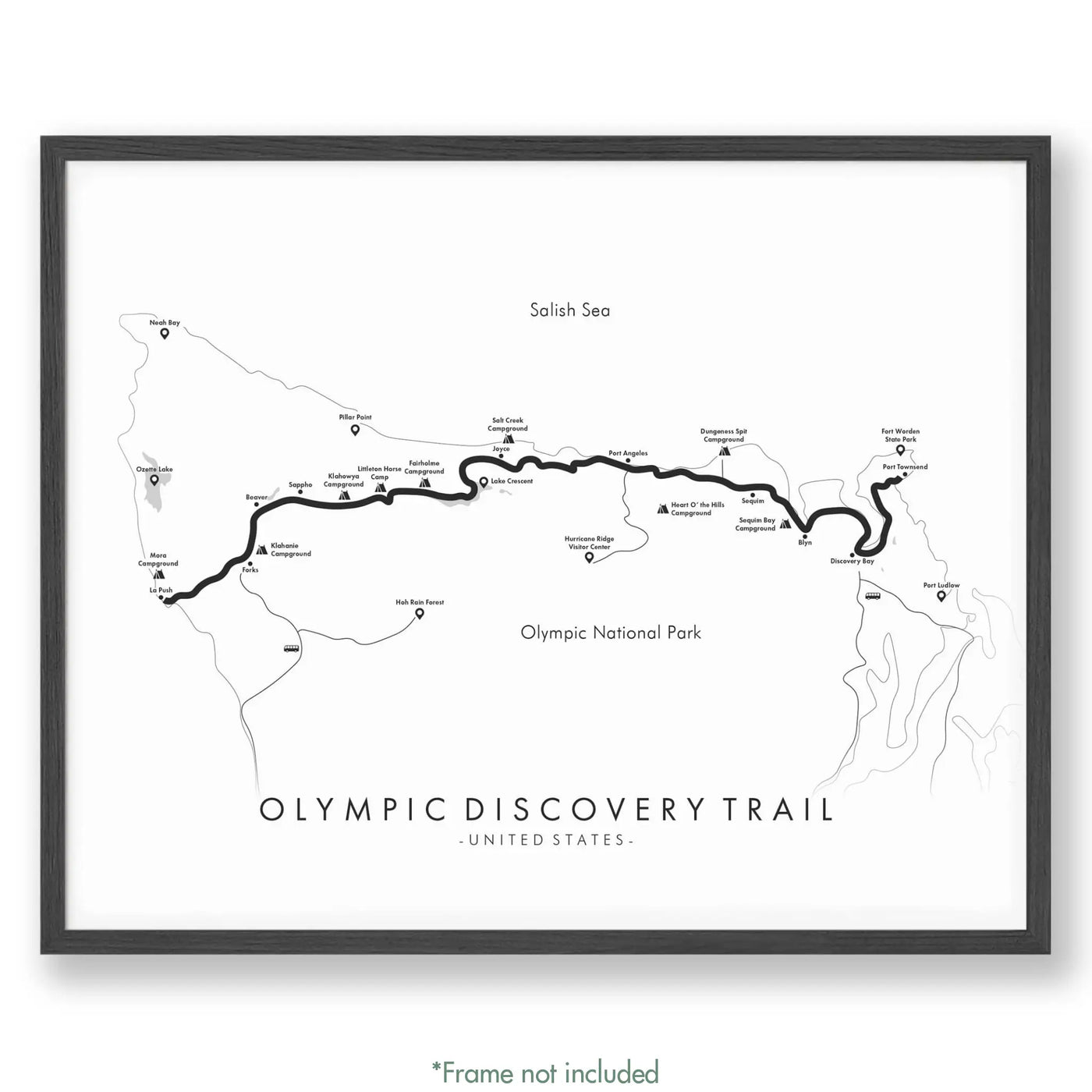 Trail Poster of Olympic Discovery Trail - White