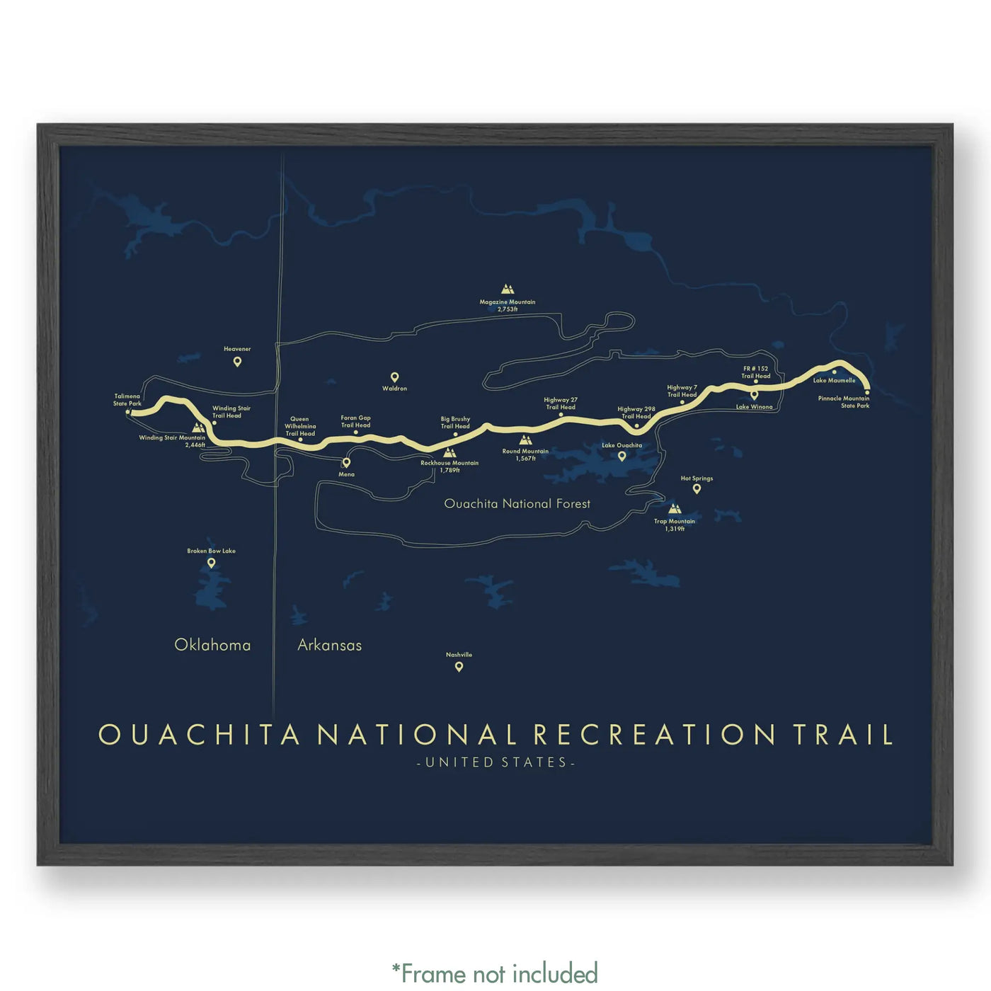 Trail Poster of Ouachita National Recreation Trail - Blue