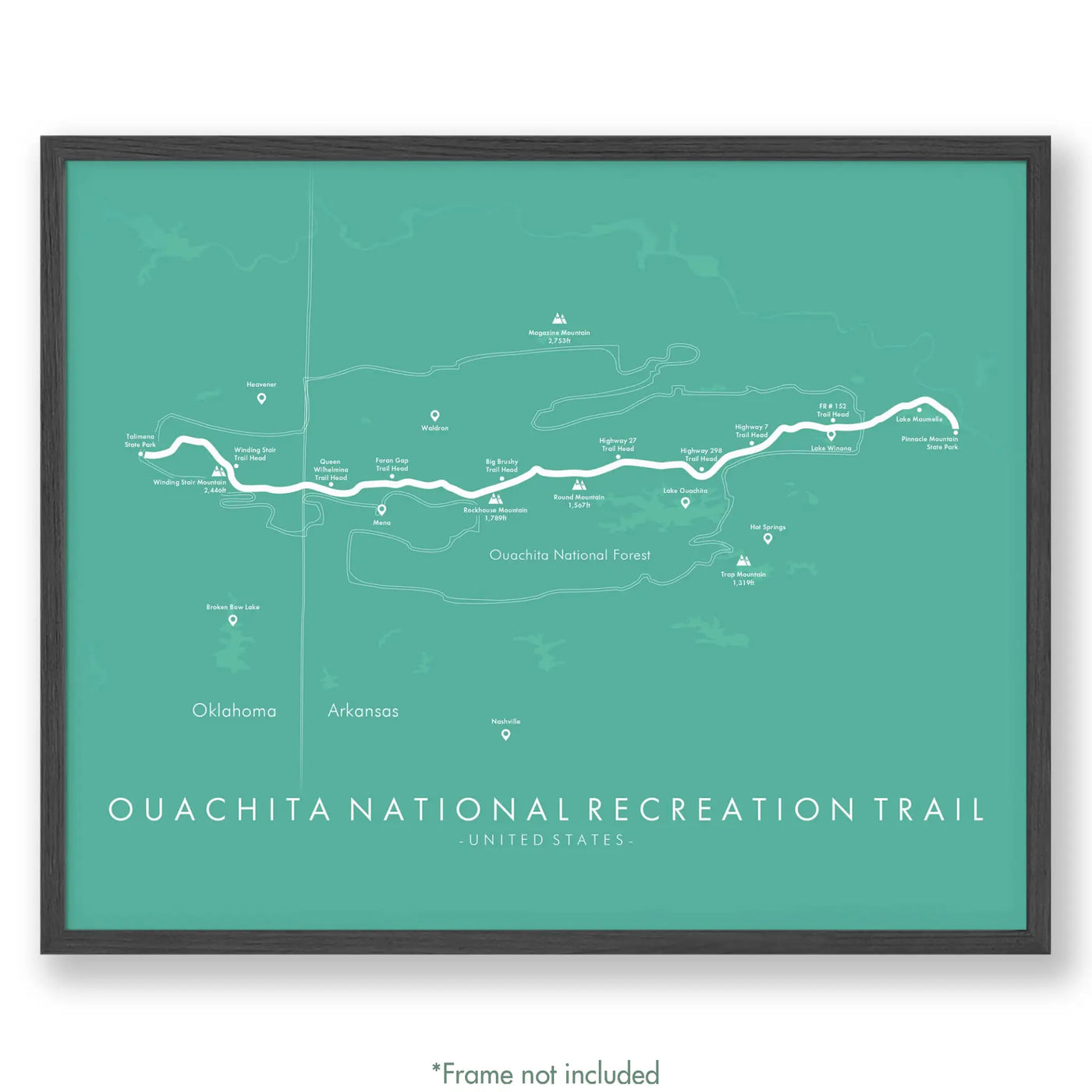 Trail Poster of Ouachita National Recreation Trail - Teal