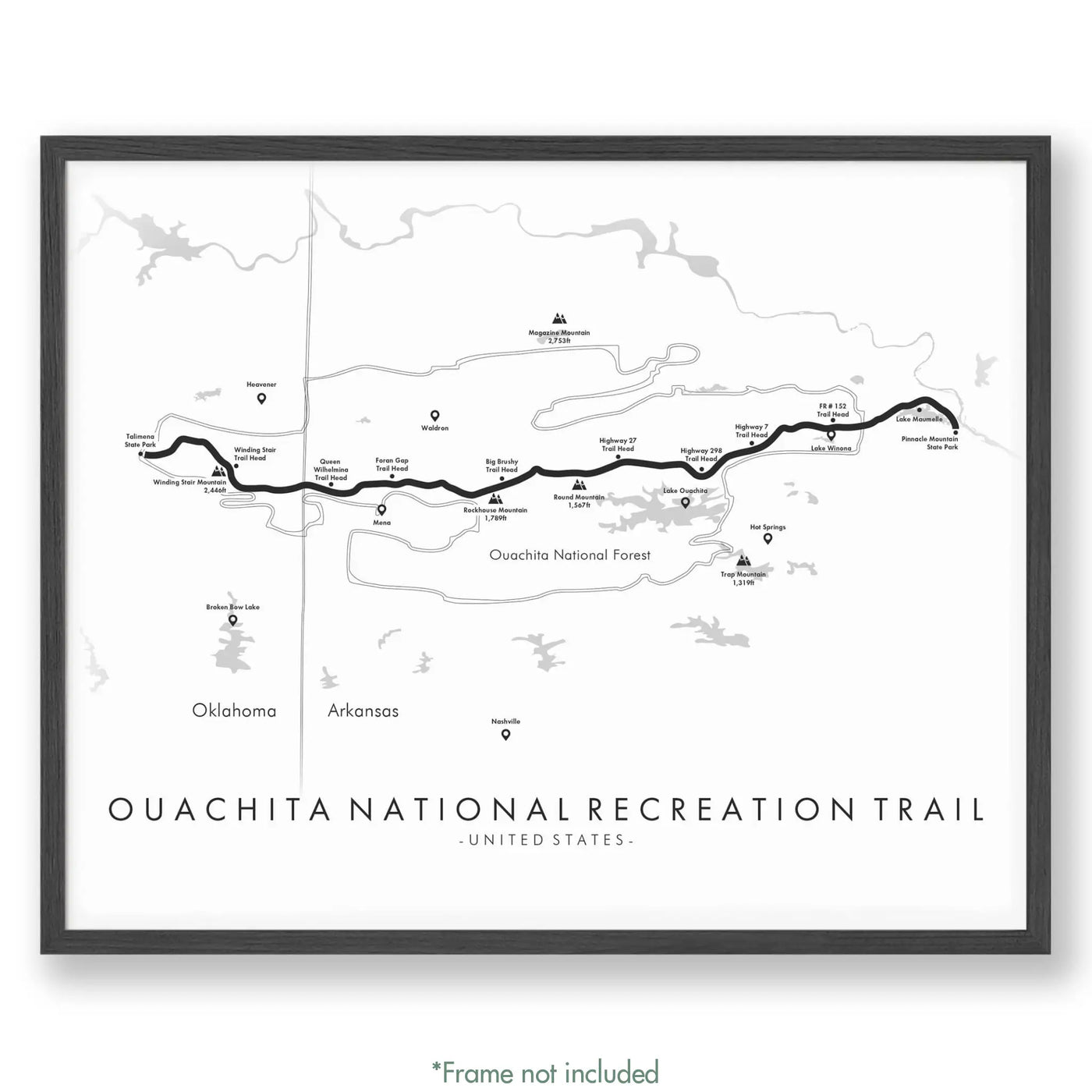 Trail Poster of Ouachita National Recreation Trail - White