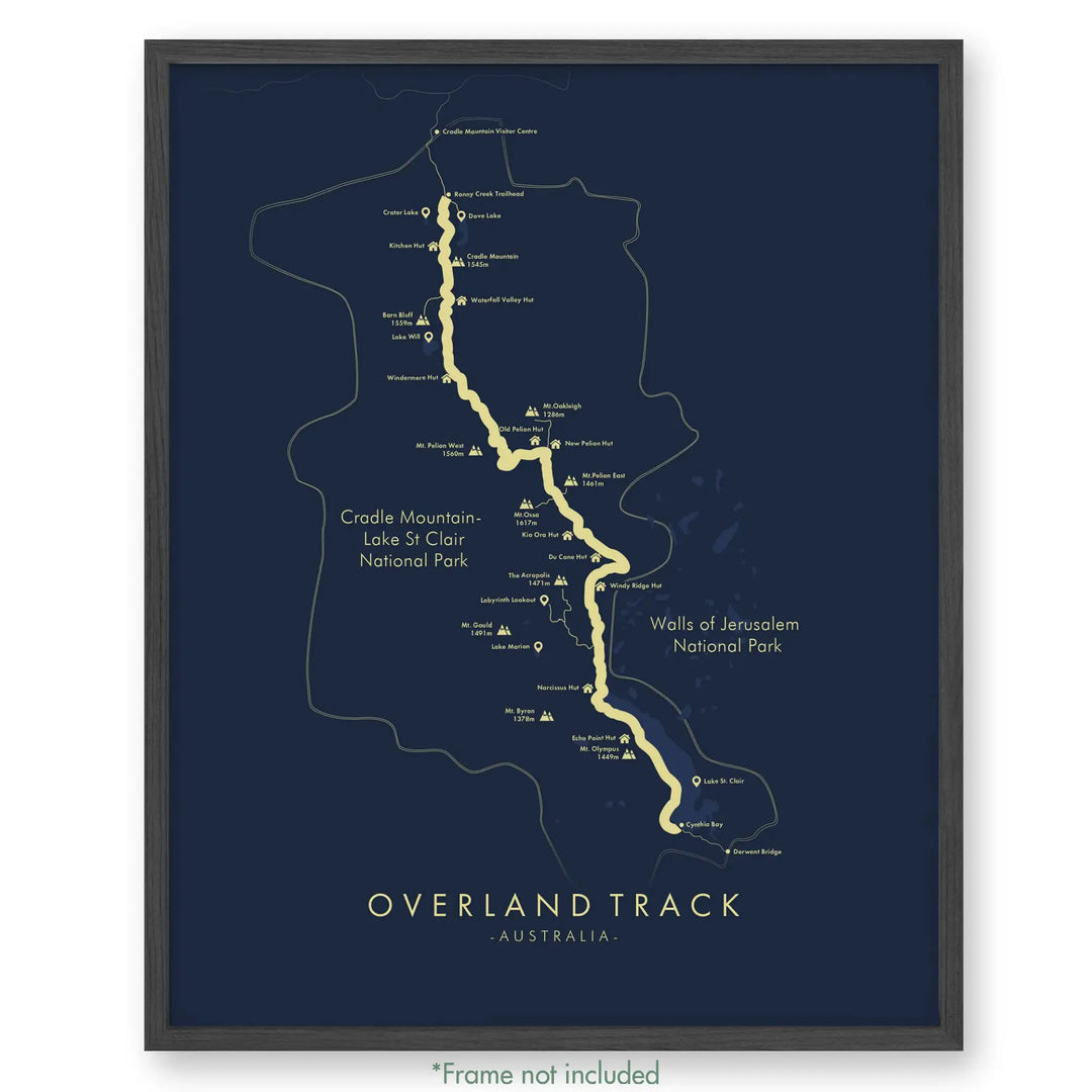 Overland Track Map Overland Track Poster Tell Your Trail