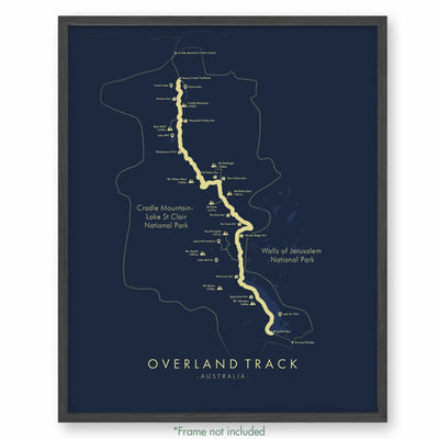 Trail Poster of Overland Track - Blue