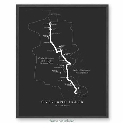 Trail Poster of Overland Track - Grey