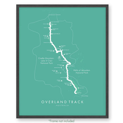 Trail Poster of Overland Track - Teal