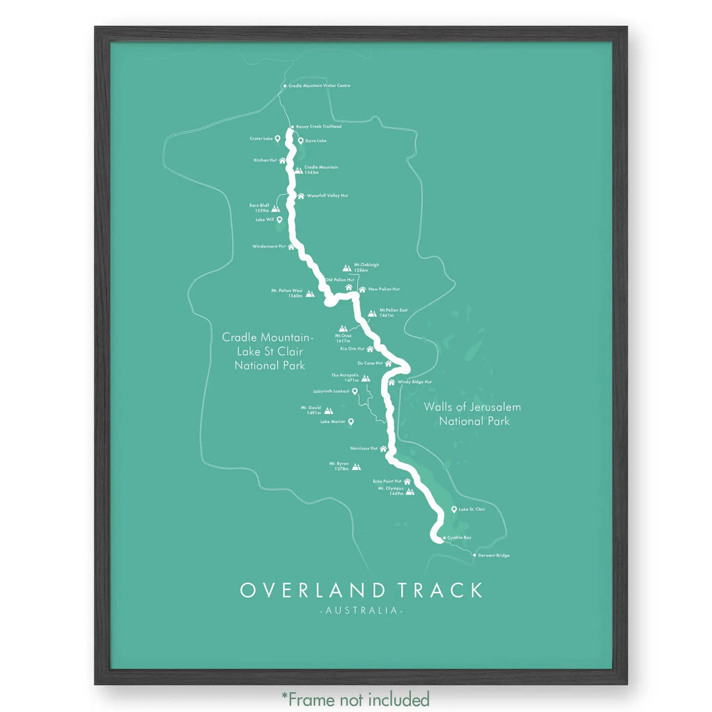 Trail Poster of Overland Track - Teal