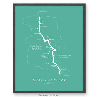 Trail Poster of Overland Track - Teal
