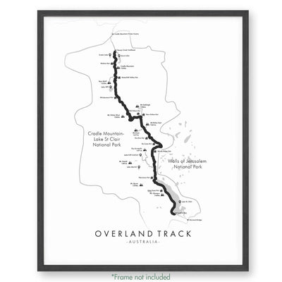 Trail Poster of Overland Track - White