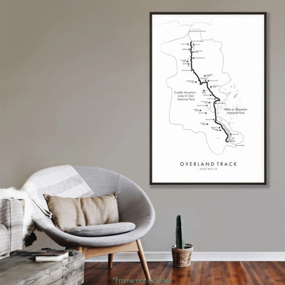 Trail Poster of Overland Track - White Mockup