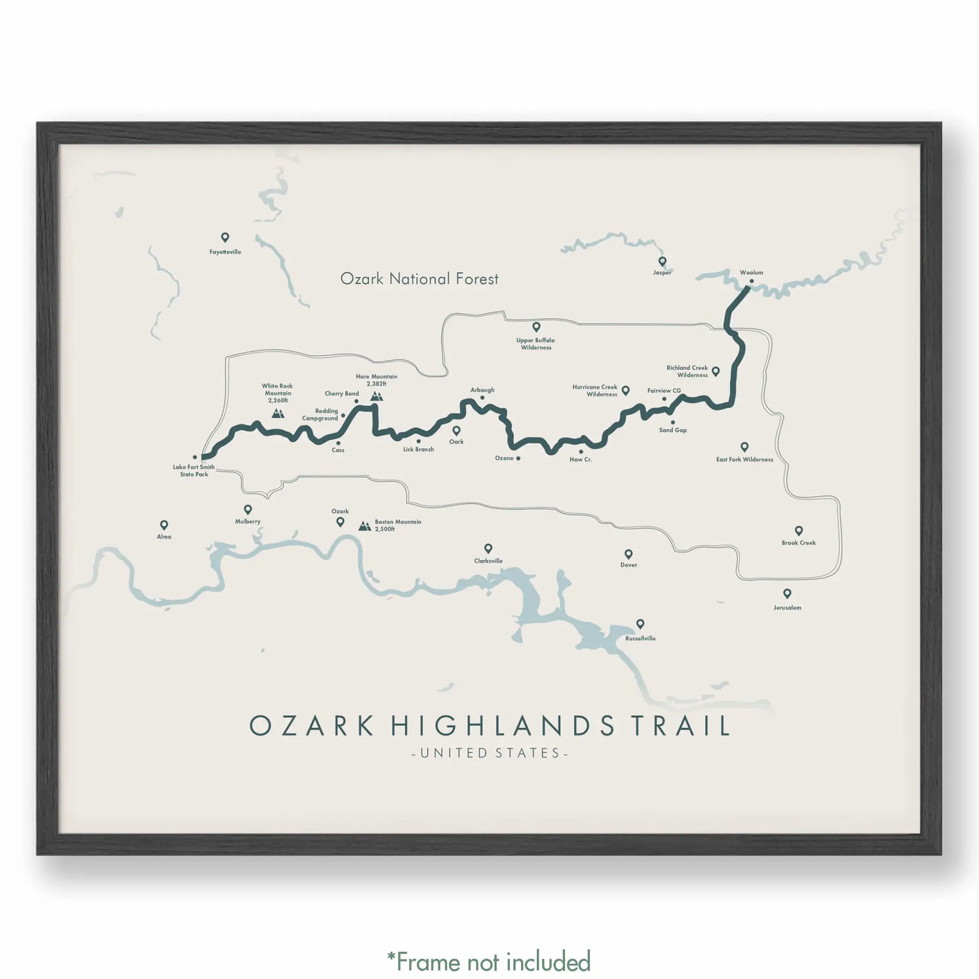 Trail Poster of Ozark Highlands Trail - Beige