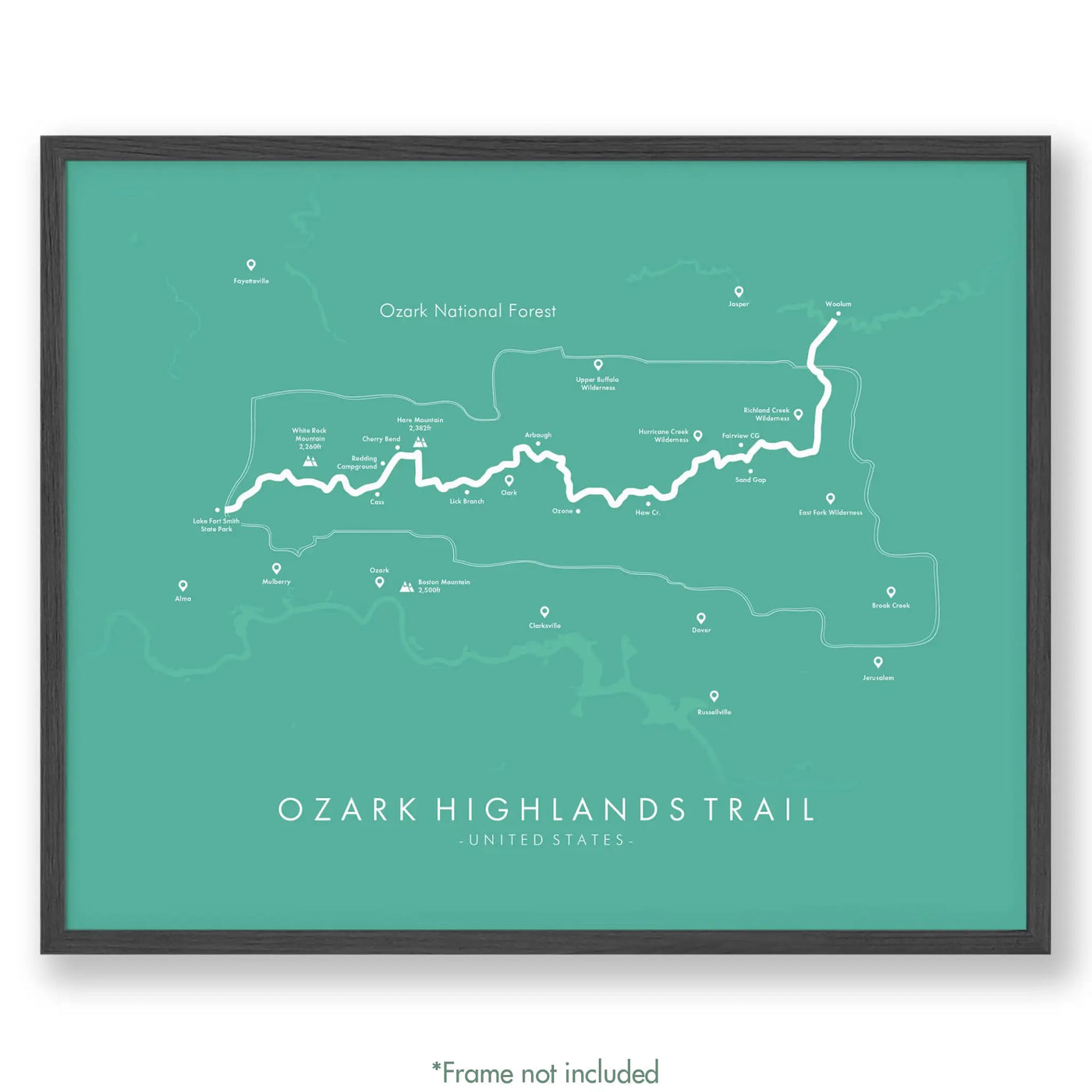 Trail Poster of Ozark Highlands Trail - Teal