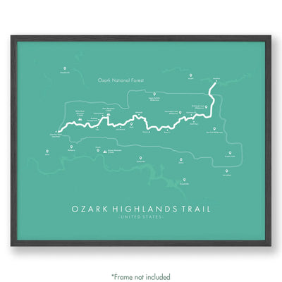 Trail Poster of Ozark Highlands Trail - Teal